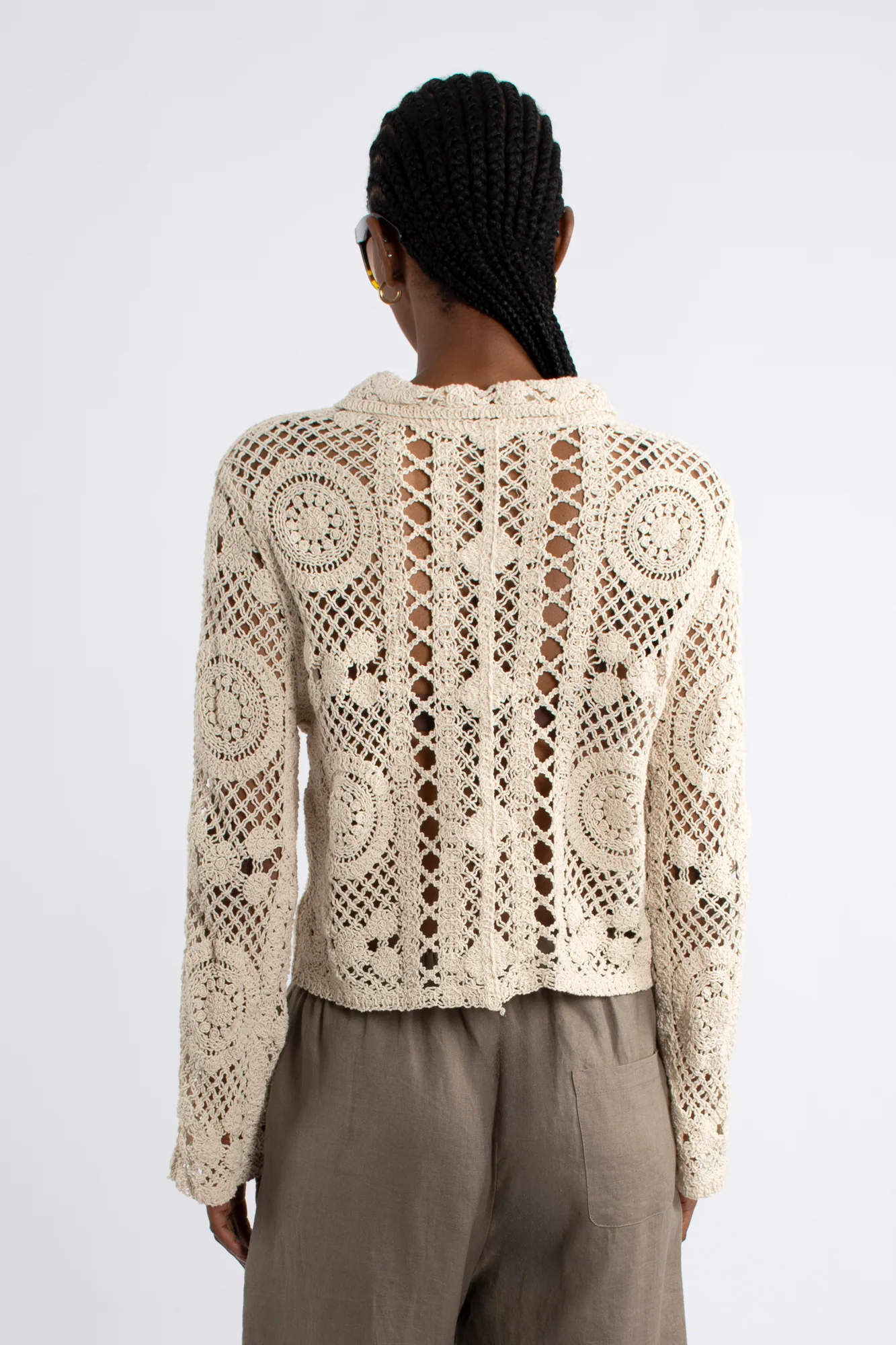 Crochet Cardigan - Cream - Image 3