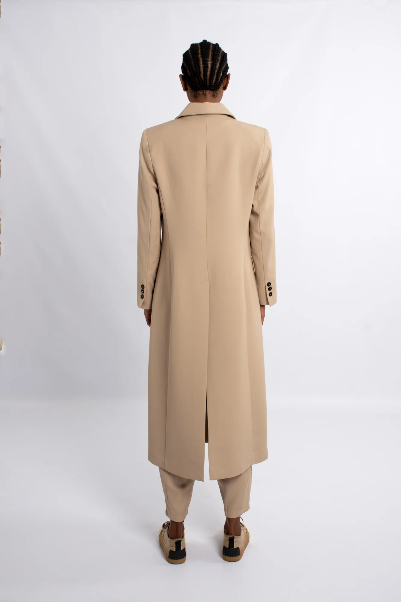 Single Breast Twill Midi Coat - Camel - Image 4